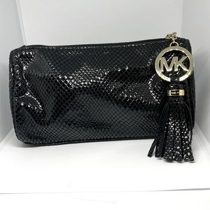 Michael Kors limited edition cosmetic bag with 2 side slides pockets MK charm
